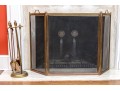 Vintage Brass Fire Screen & Tools