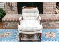 Vintage French Country Upholstered  Fruitwood Fauteuil