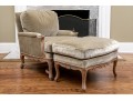 Custom Upholstered Louis XV Style Bergere With Ottoman