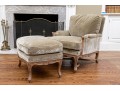 Custom Upholstered Louis XV Style Bergere With Ottoman
