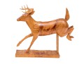 Art Perryman Signed Wood Carving Of A Stag Leaping With Base