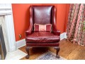 Handsome Beacon Hill Cordovan Leather Wing Chair