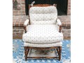 Vintage French Country Upholstered  Fruitwood Fauteuil