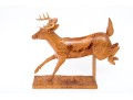 Art Perryman Signed Wood Carving Of A Stag Leaping With Base