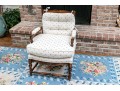 Vintage French Country Upholstered  Fruitwood Fauteuil