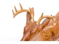 Art Perryman Signed Wood Carving Of A Stag Leaping With Base