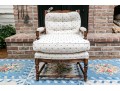 Vintage French Country Upholstered  Fruitwood Fauteuil