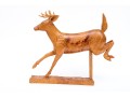 Art Perryman Signed Wood Carving Of A Stag Leaping With Base