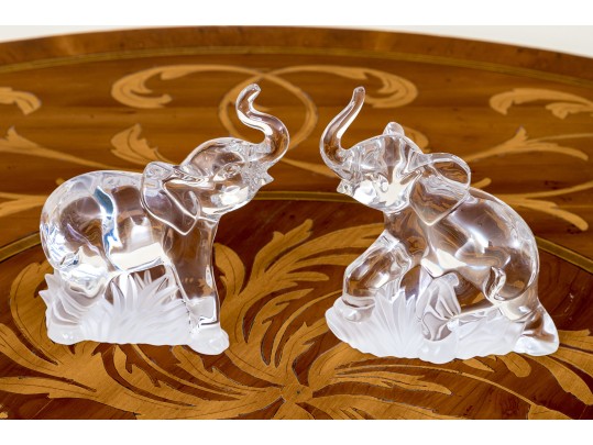Delightful Pair Lenox Crystal Elephant Figurines