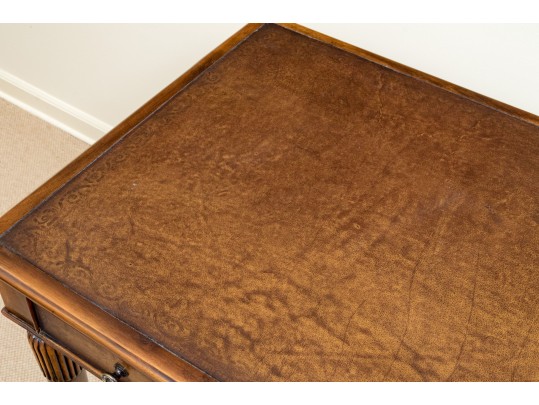 Theodore Alexander Chinoiserie Walnut And Leather Writing Desk With Baker Chair