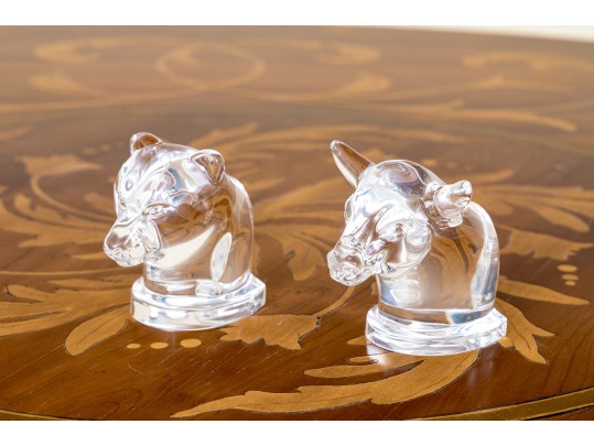 Steuben Crystal Bull And Bear Figures