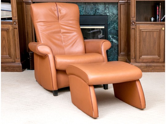 De Sede Swiss Leather Reclining Armchair With Ottoman