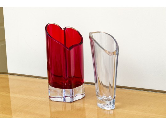 Fabulous Duo Of Rosenthal And Movado Crystal Vases