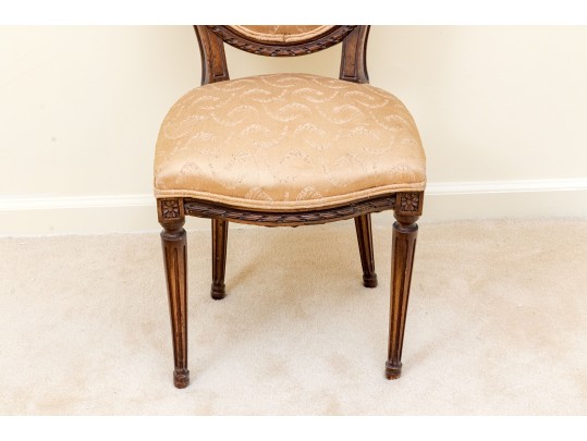 Vintage Louis XVI Style Carved And Upholstered Side Chair