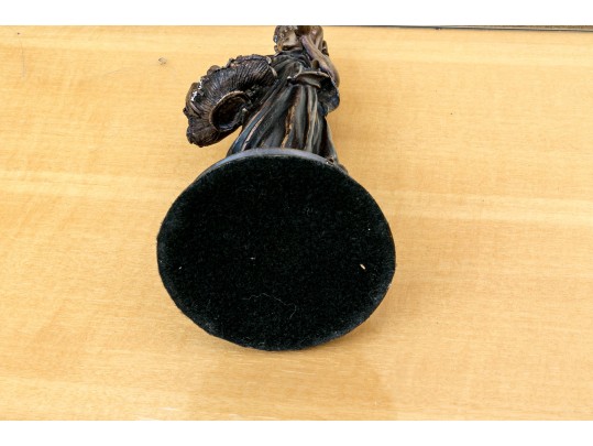 Vintage Arteriors Bronze Sculpture Of A Lady Carrying Fruit