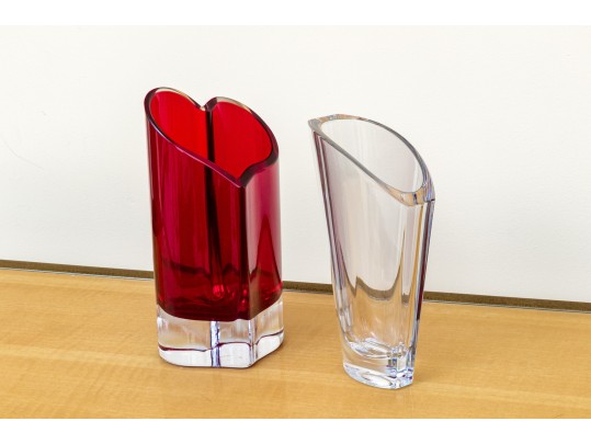 Fabulous Duo Of Rosenthal And Movado Crystal Vases