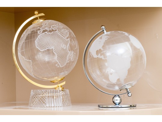Duo Of Elegant Glass And Crystal Globes