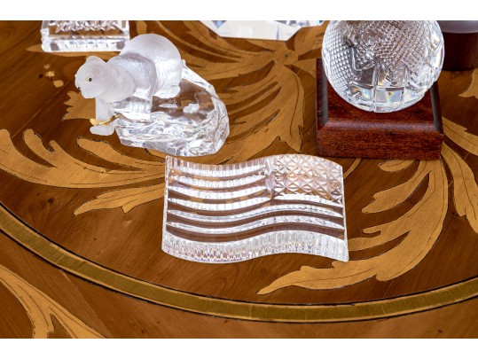 Collection Of Crystal Paperweights Including Faberge, Sevres, Steuben, And Waterford