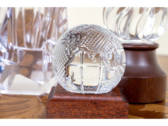 Collection Of Crystal Paperweights Including Faberge, Sevres, Steuben, And Waterford