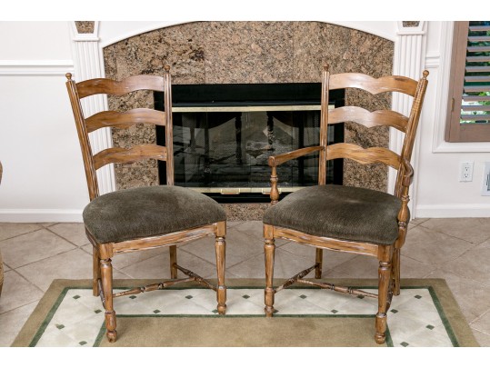 Four French Country Ladder Back Dining Chairs