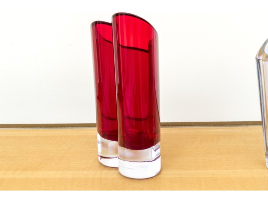 Fabulous Duo Of Rosenthal And Movado Crystal Vases