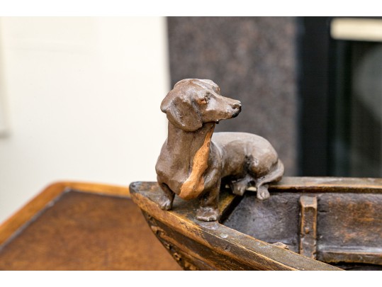 Awesome Artisanal Sculpture, Fisherman In Fishing Boat