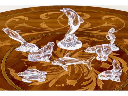 Collection Of Marine Animal Crystal Figures Including Sevres