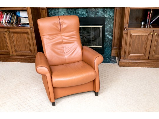 De Sede Swiss Leather Reclining Armchair With Ottoman