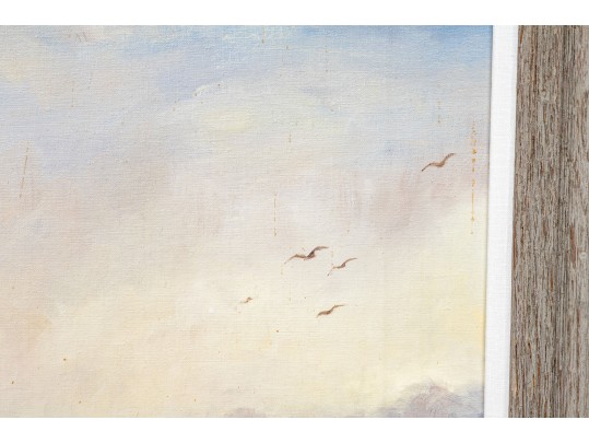 Margaret Holland Sargent (American [CA], B. 1927) Oil On Canvas Depicting A Coastal Shack