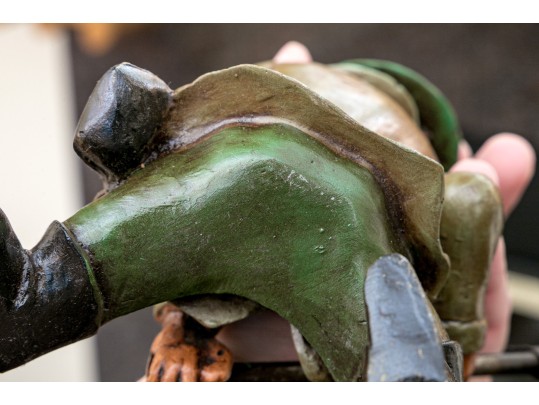 Awesome Artisanal Sculpture, Fisherman In Fishing Boat