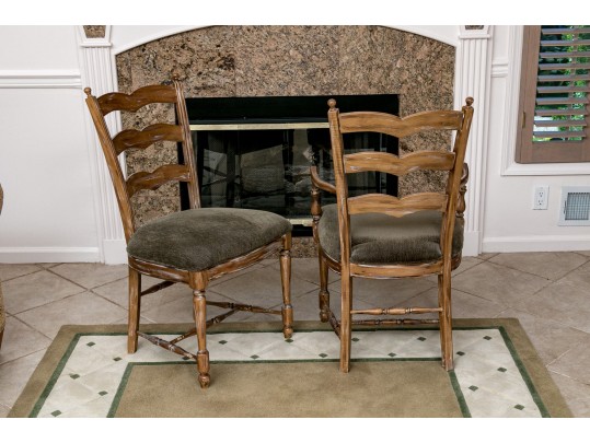 Four French Country Ladder Back Dining Chairs