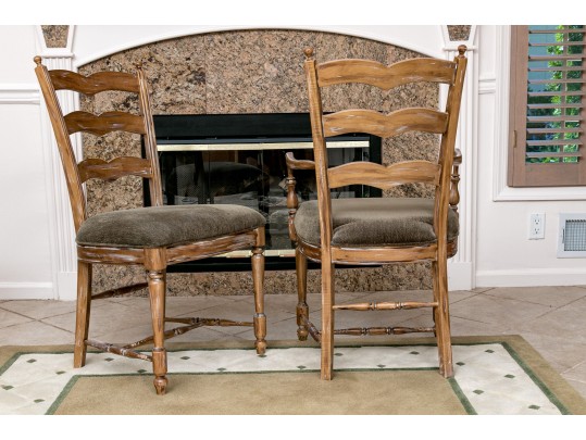 Four French Country Ladder Back Dining Chairs