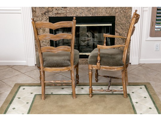 Four French Country Ladder Back Dining Chairs
