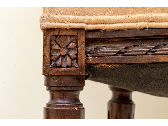 Vintage Louis XVI Style Carved And Upholstered Side Chair