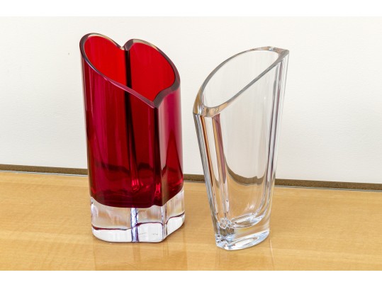 Fabulous Duo Of Rosenthal And Movado Crystal Vases