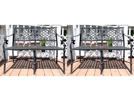 Pair Of Cast Aluminum Outdoor Settees