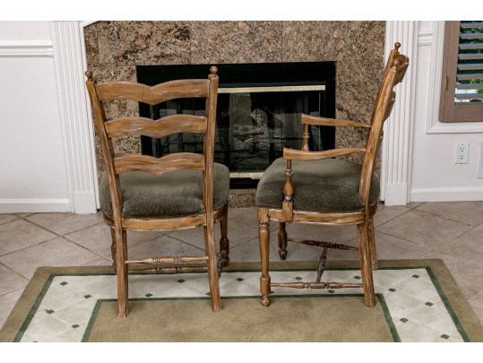 Four French Country Ladder Back Dining Chairs
