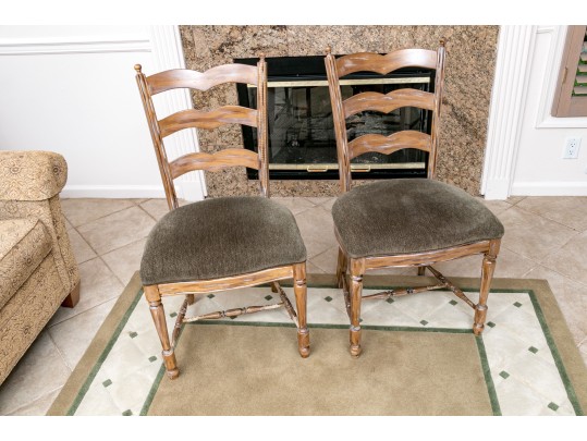 Four French Country Ladder Back Dining Chairs