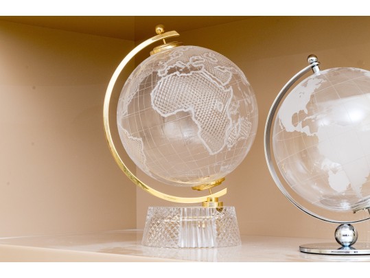 Duo Of Elegant Glass And Crystal Globes
