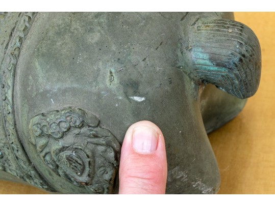 Asian Brass Recumbent Deer Sculpture 