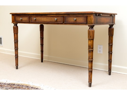 Theodore Alexander Chinoiserie Walnut And Leather Writing Desk With Baker Chair