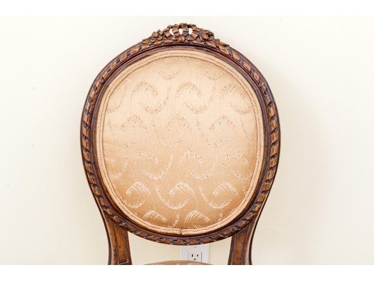 Vintage Louis XVI Style Carved And Upholstered Side Chair