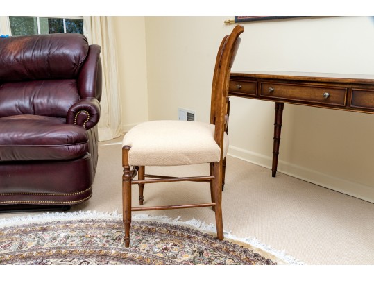Theodore Alexander Chinoiserie Walnut And Leather Writing Desk With Baker Chair