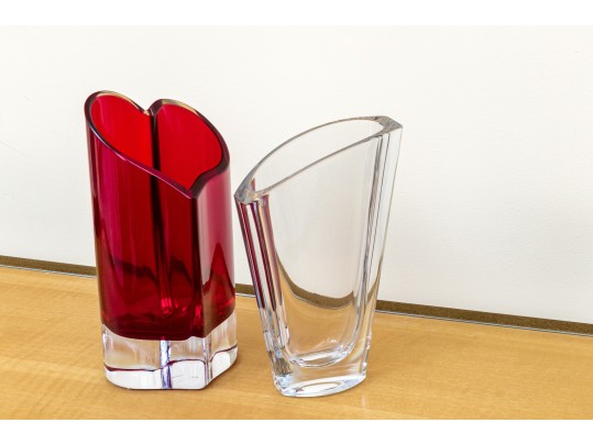 Fabulous Duo Of Rosenthal And Movado Crystal Vases