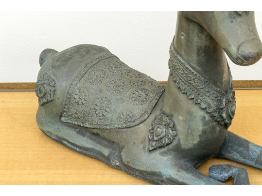 Asian Brass Recumbent Deer Sculpture 