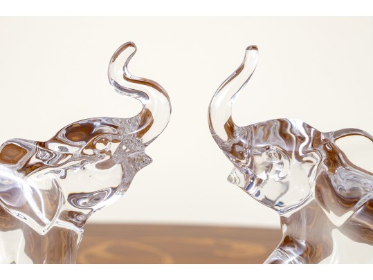 Delightful Pair Lenox Crystal Elephant Figurines