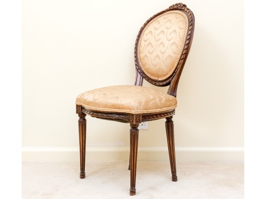 Vintage Louis XVI Style Carved And Upholstered Side Chair