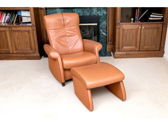 De Sede Swiss Leather Reclining Armchair With Ottoman