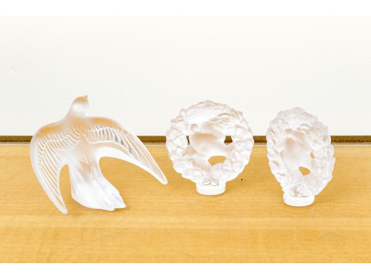 Three Pieces Of French Lalique Crystal