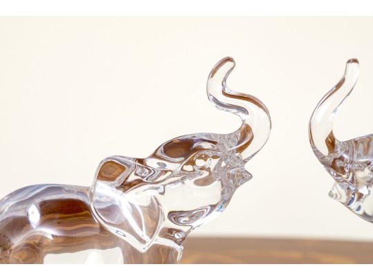 Delightful Pair Lenox Crystal Elephant Figurines